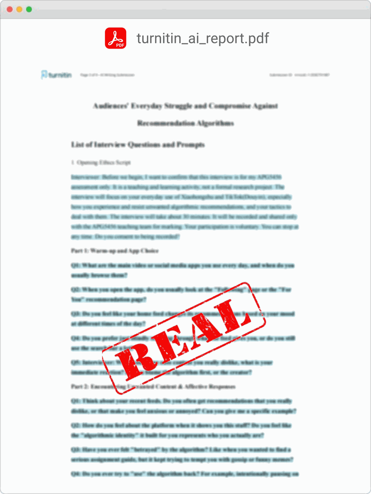 Turnitin AI flags in report
