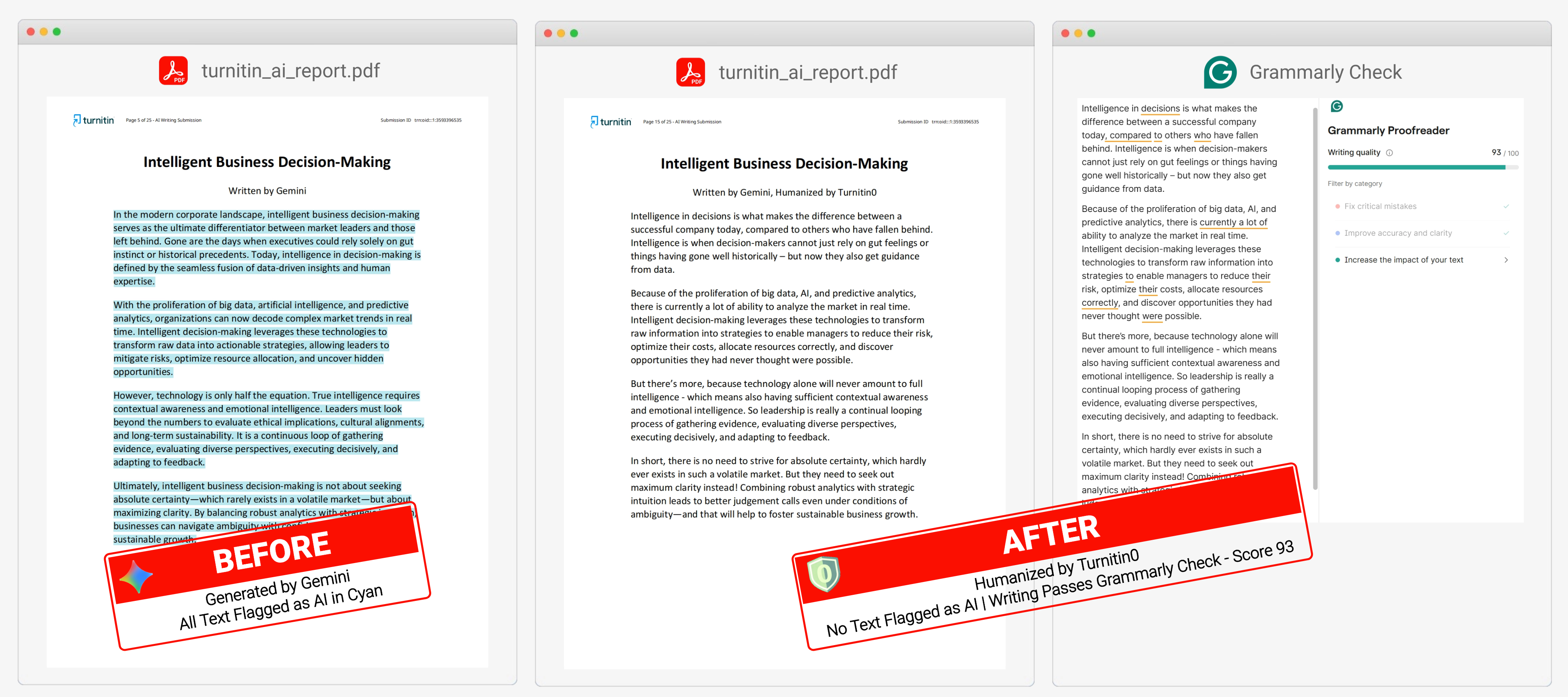 Gemini text before and after humanizing