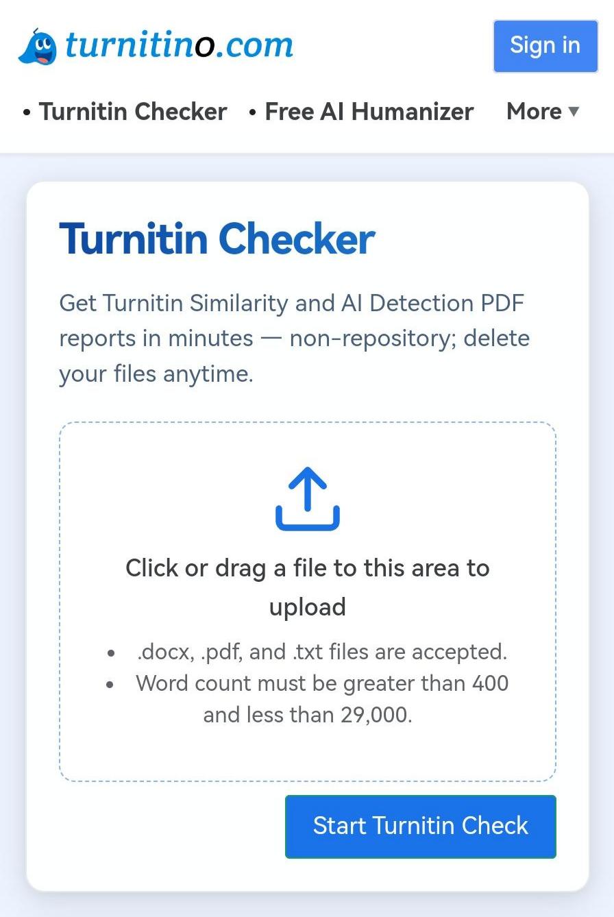Turnitin checker on turnitin0.com